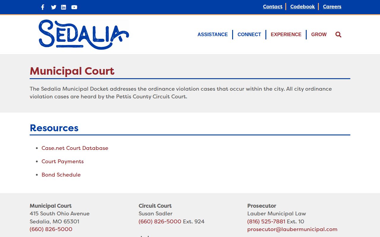 Sedalia municipal court routing for Pettis County release records
