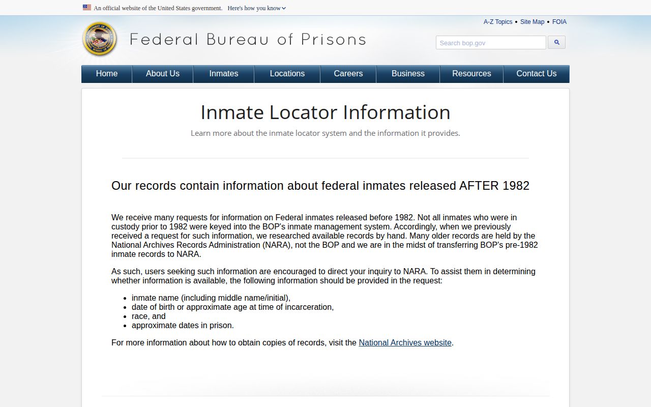 Federal BOP released inmate record explanation for Pettis County inquiries